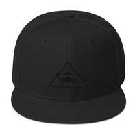 Black on Black Embroidered logo Snapback Hat